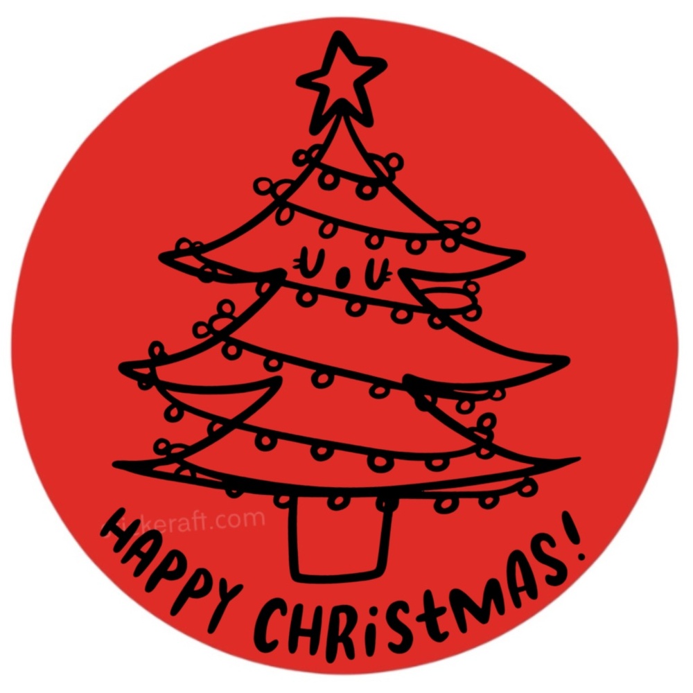 Holographic Happy Christmas Stickers • Holiday Tree Packaging Labels • 2 Inch - Picture 5 of 8